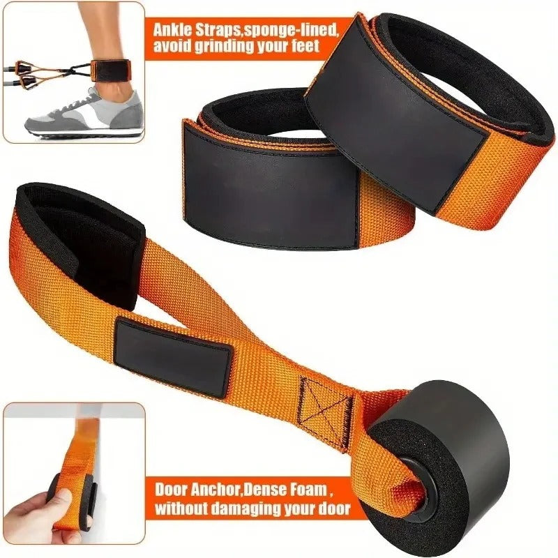 Resistance strap with handle: used for muscle training, strength building, body shaping, yoga, home fitness equipment - natural