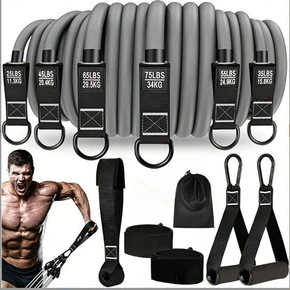Resistance strap with handle: used for muscle training, strength building, body shaping, yoga, home fitness equipment - natural